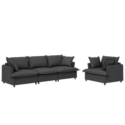 Chenille & Armchair , 2 Piece, 3 Seater , Throw Pillows, Modular Design For Various Styles, Soft Resilient Sectional Couch , Piece With Armchair, Spaces, Practical