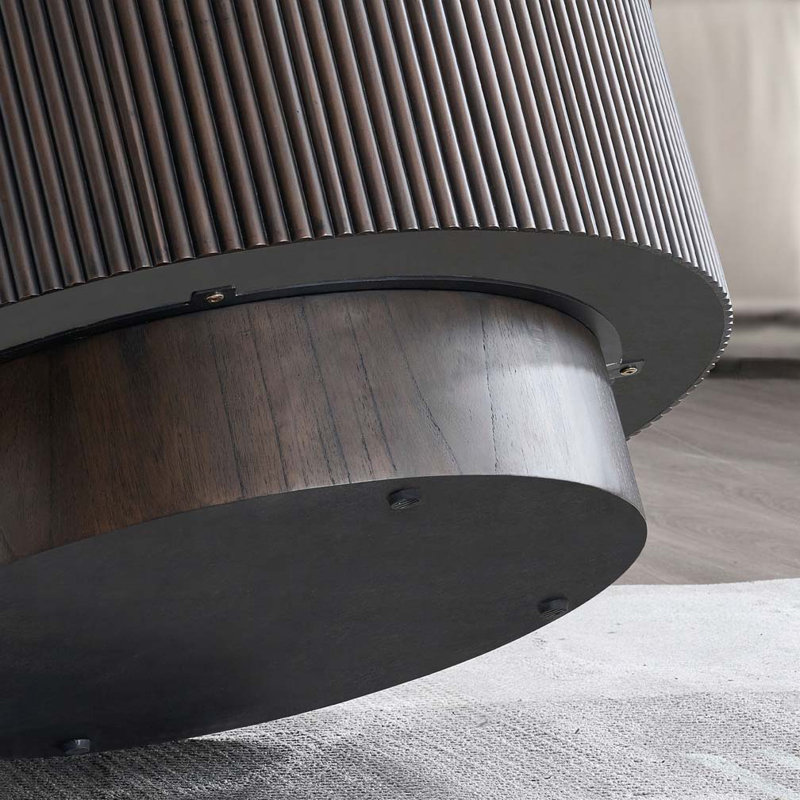Round Coffee Table with Sturdy Pedestal, 15.94" H x 35.43" L x 35.43" W