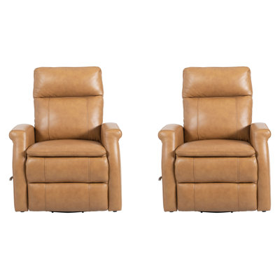 Dianela 32" Top Grain Leather Manual Swivel Glider Recliner Two Pack