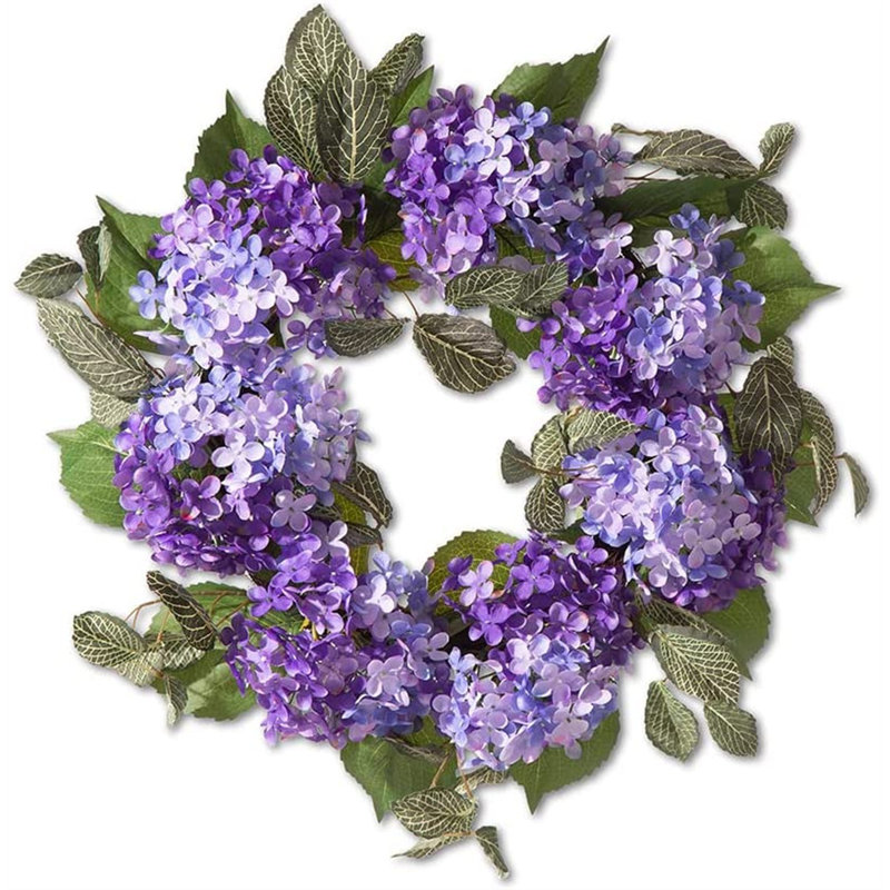 Fresh (Live) Hydrangea Polyester 22'' Wreath