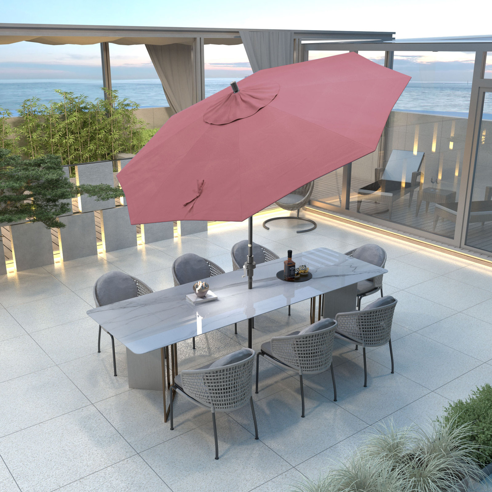 Bronte 108'' Market Sunbrella Umbrella, Canvas Hot Pink Sunbrella® Canvas