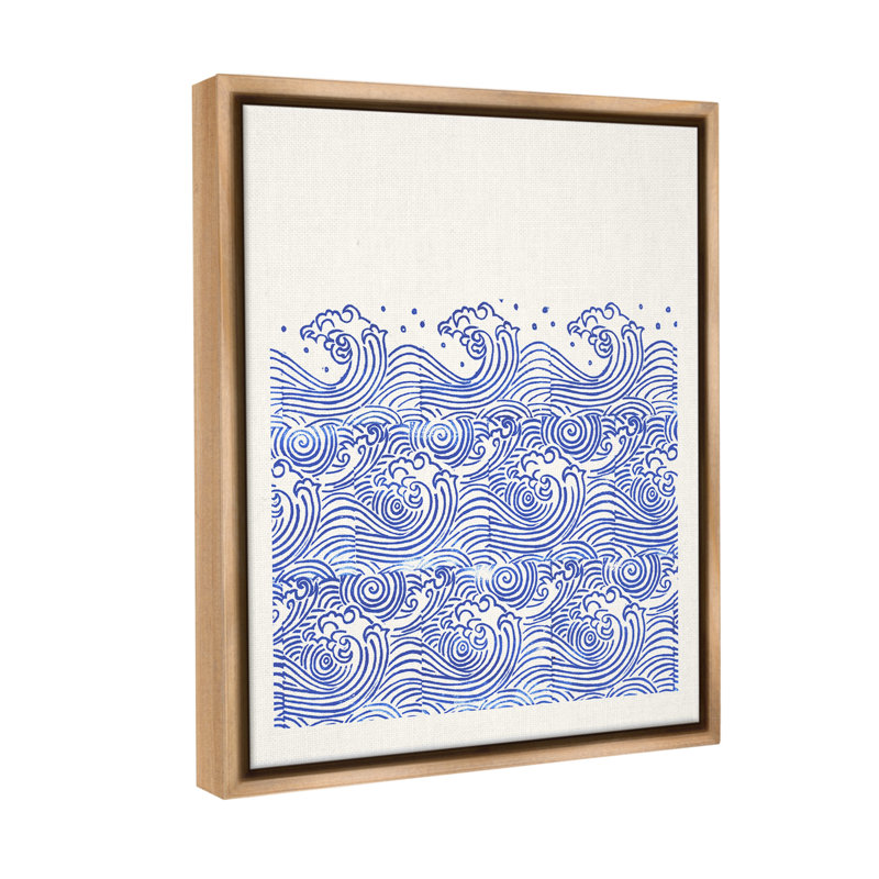 «Abstract Curving Waves» par Marie Le Moal sur toile, Cadre flottant orme Montalcino, H 21 po x l 17 po