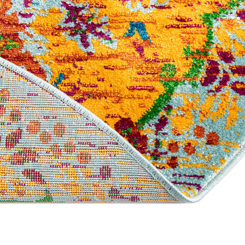 Tapis turquoise Aqua_Unique Loom Antigua, Rond 4 pi