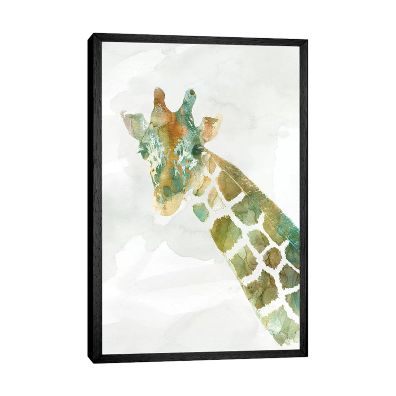 African Colours Giraffe by Carol Robinson - Print on Canvas, Black Framed, 101.6 cm H x 66.04 cm W