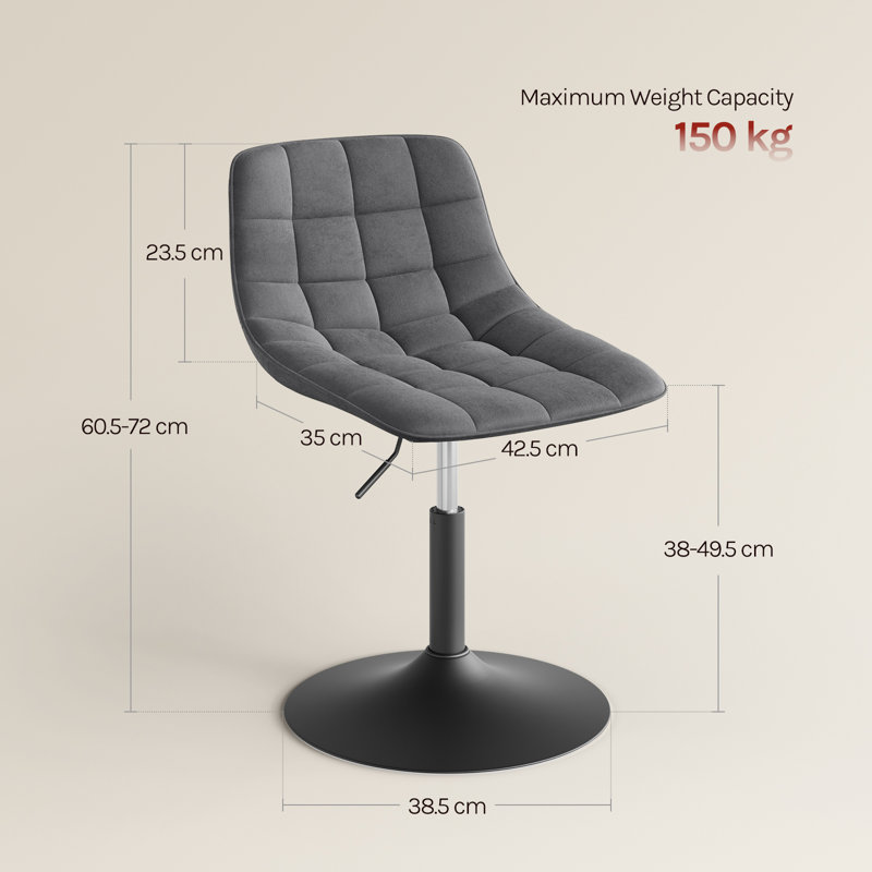 Tarquin Swivel Upholstered Adjustable Height Counter Stool, Dark Grey
