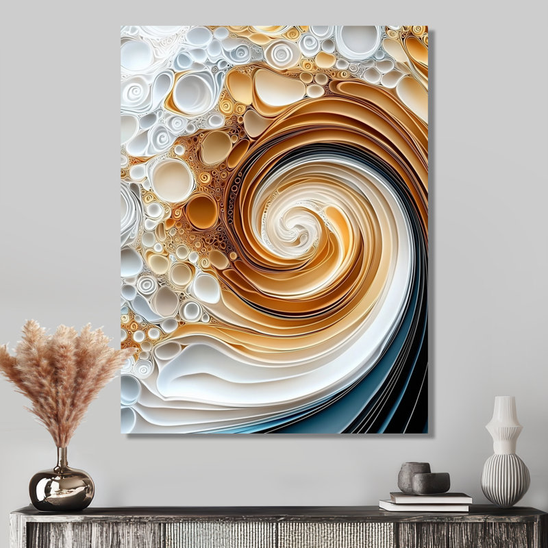 Irum II - art moderne en métal, impression en spirale sur métal, H 44 po x l 34 po x P 0,84 po