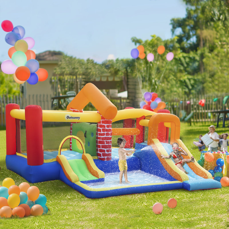 Outsunny 4 in 1 Kids Bouncy Castle Extra Large Age 3-8 3.8 x 3.7 x 2.3m