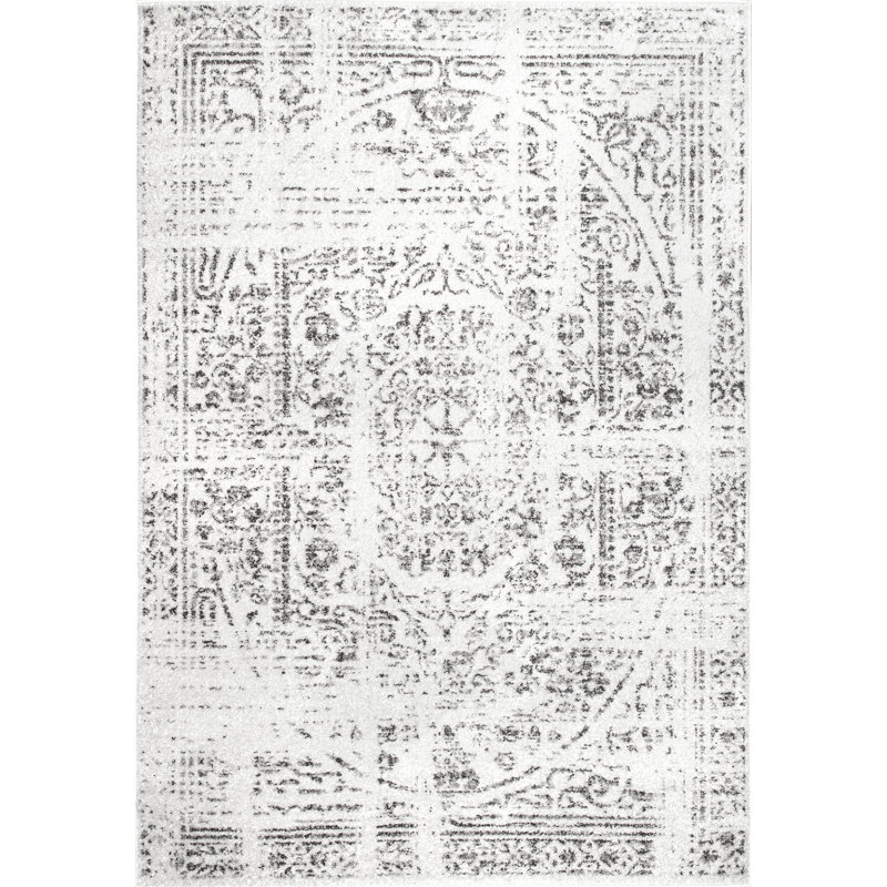 Etasha Vintage Traditional Medallion Gray Area Rug, Rectangle 3' x 5'
