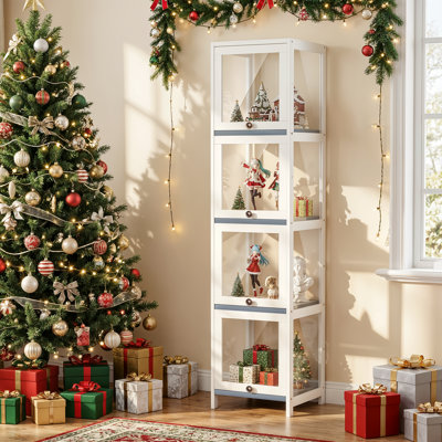 Vitrine à 4 niveaux avec porte rabattable, vitrine de la collection Curio Cabinet