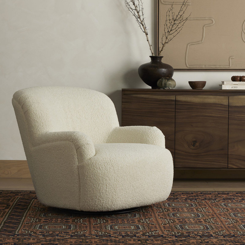 Kadon Swivel Armchair, Sheepskin Natural Sherpa