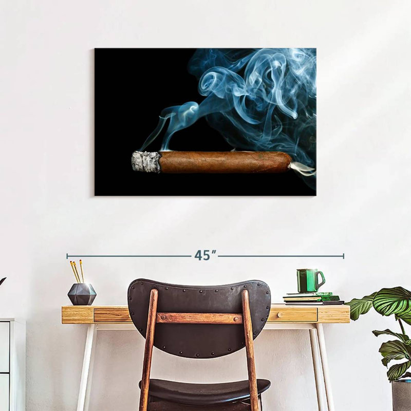 Senne Cigar With Smoke, 24" H x 36" W