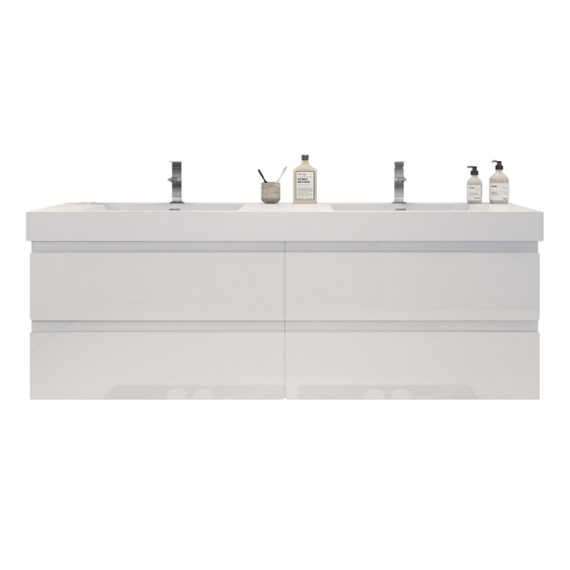 Hartsock Double Bathroom Vanity with Acrylic Top, High Gloss White