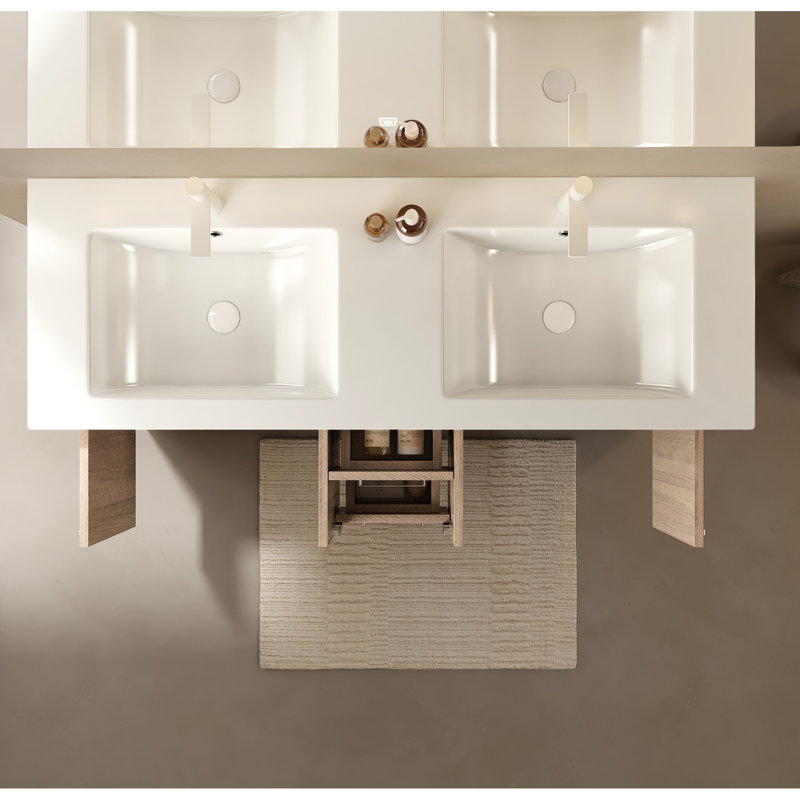 Lavabo de salle de bain en acrylique blanc de 60 po sans armoire, moulure une pièce sous le comptoir, surface d'usure, égratignure, robinet simple pré-percé, fonction de trop-plein 60 po avec lavabo, installation encastrée,