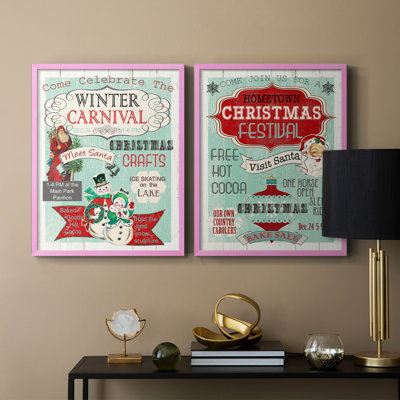 Bright Christmas Carnival - reproduction encadrée de qualité supérieure - prête à être accrochée - aucun clou requis - aucun clou requis