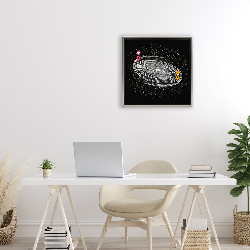 Cadre flottant Love Long Distance, design par Tobe Fonseca, H 18 po x l 18 po, Cadre flottant gris lustré