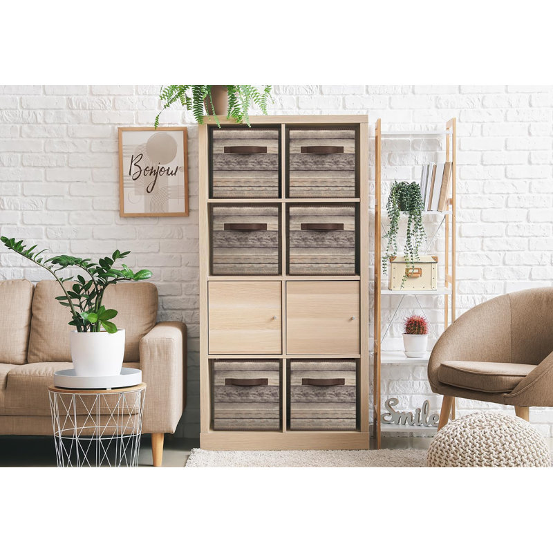 Bacs de rangement pliables en tissu 11 po avec poignées 11 po, brun bois, Brun