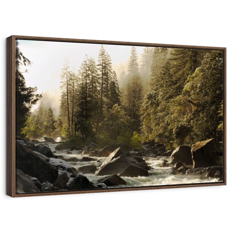 Yosemite Merced River, Floating Frame Walnut, 40" X 27"