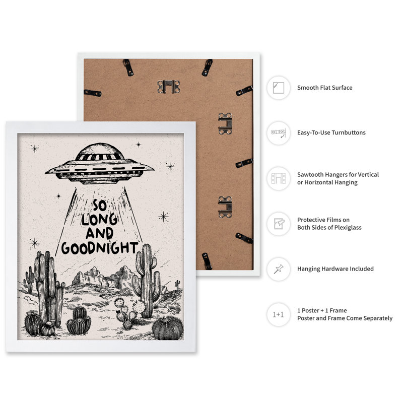 Beige So Long And Goodnight, Poster, White Framed, 08"H x 10"W
