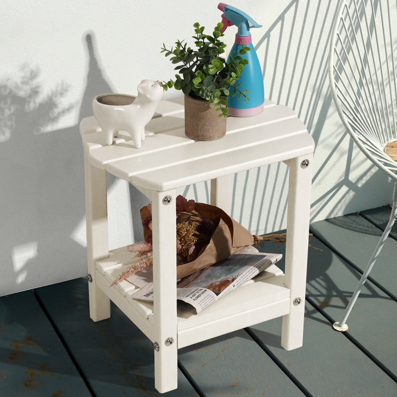 Bonpas Rectangular Outdoor Side Table, White