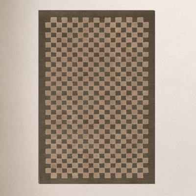 Modern Hand-Tufted Checkered Wool Rug