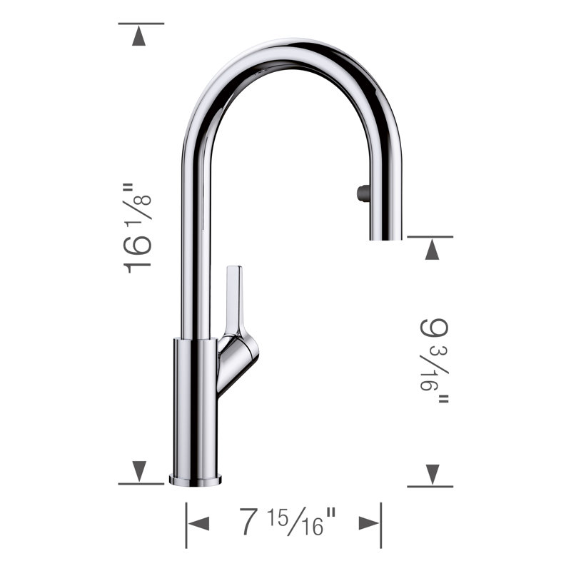 Urbena Pull-Down Dual-Spray Kitchen Faucet - Chrome, Polished Chrome