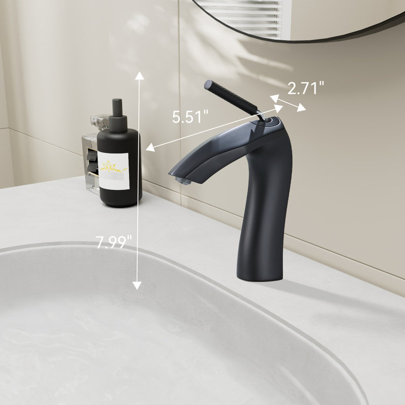 Robinet de lavabo de salle de bain noir mat, poignée simple, laiton, robinet de haute performance, fixé au comptoir