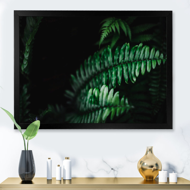 «Tropical Summer Green Leaf With Sunlight», reproduction d'art sur toile tropicale, Cadre d'angle fermé noir