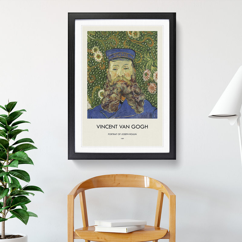 The Postman Joseph Roulin Vol.1 by Vincent Van Gogh - Picture Frame Painting, 36cm H x 27cm W x 2cm D, Black Framed