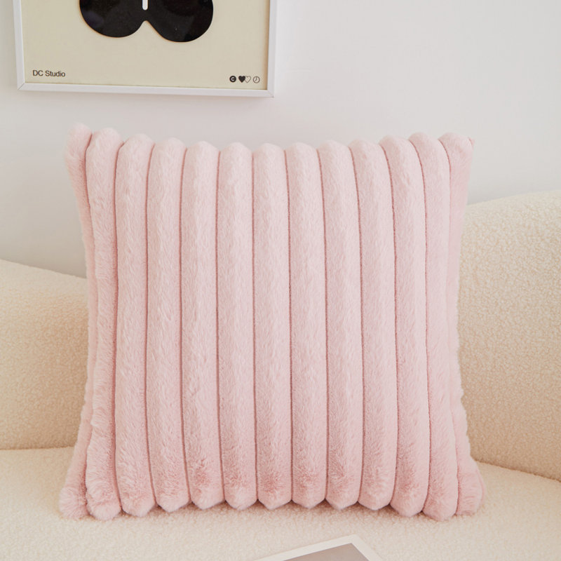 Coussin décoratif de couleur unie rose avec housse et insert de format carré 18 po x 18 po, Rose