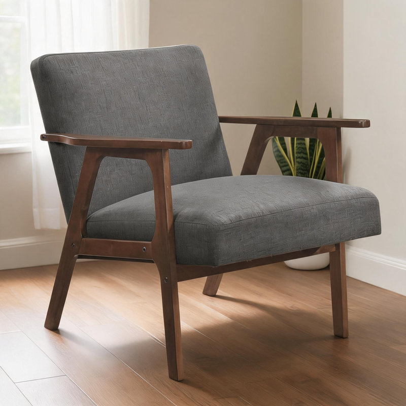 Chaise avec accoudoirs Accent, Gris foncé, Brun