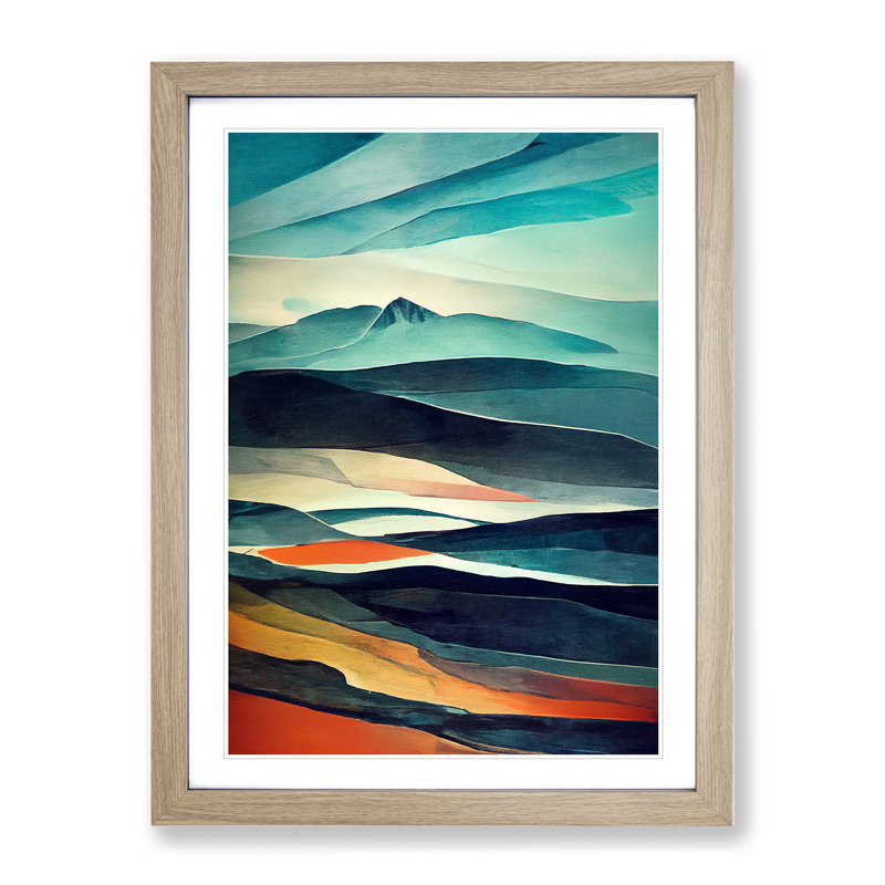 Mountain Landscape Abstract No.2 - Framed Print, 64cm H x 46cm W, Oak