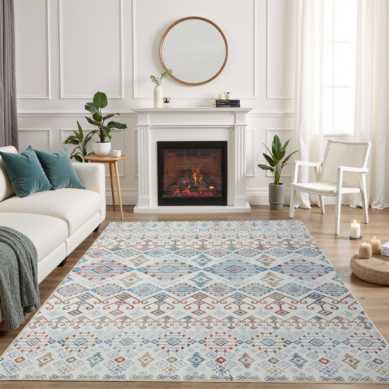 Rectangle Polyester Machine Woven Area Rug, Rectangle 4' x 6'