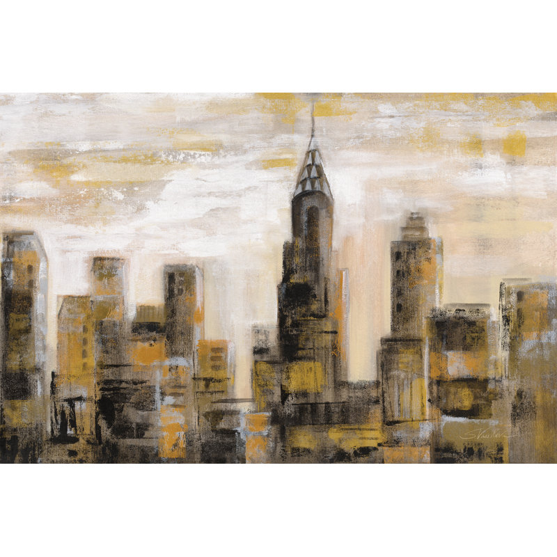 «Manhattan Skyline» par Silvia Vassileva, reproduction d'art sur toile tendue, H 24 po x l 36 po