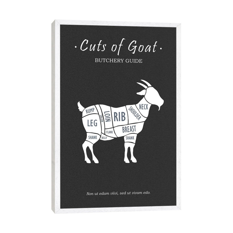 Butchery Goat by Mark Rogan - Print on Canvas, White Framed, 152.4cm H x 101.6cm W x 3.81cm D