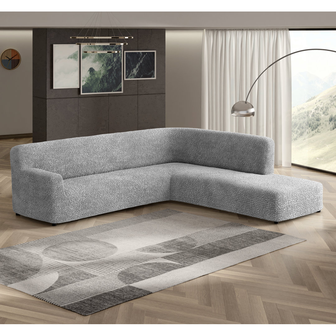Stretchy Slipcover for Bumper Chaise Sectional - Easy to Clean & Durable (Right Chaise) - Microfibra Collection PAULATO by GA.I.CO. Fabric