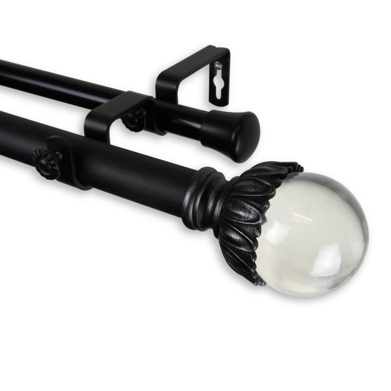 Tringle à rideaux double Oconnor, Noir, l 160 po à 240 po