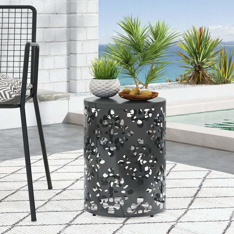 Table d'appoint d'extérieur en métal, Black