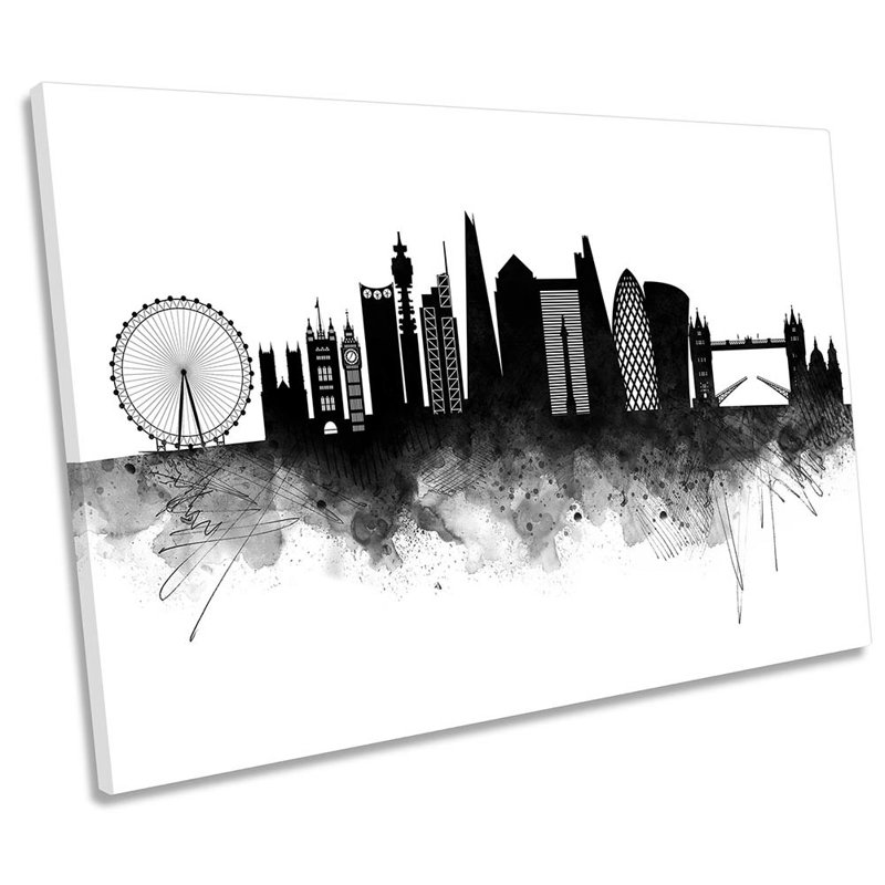 London Abstract City Skyline - Wrapped Canvas Print, 40.6cm H x 61cm W x 2cm D