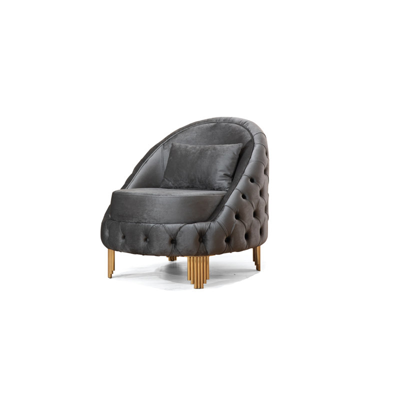 Chaise en velours 33 po Valorie, Velours gris