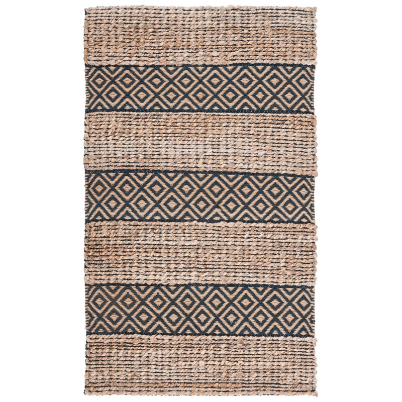 Sonny Geometric Flatweave Charcoal/Natural Area Rug, Rectangle 3' x 5'