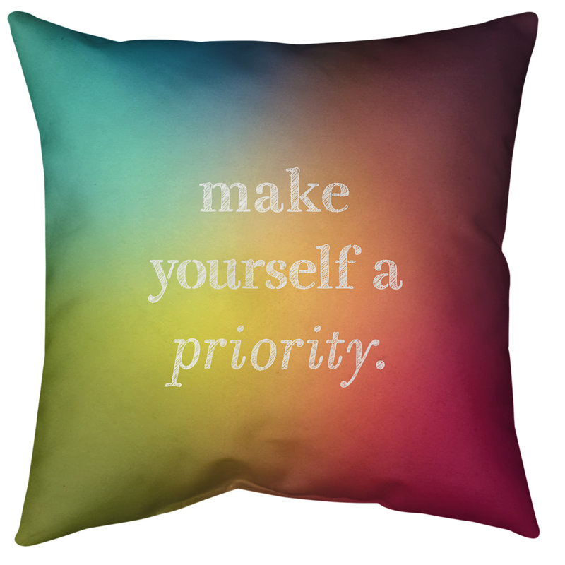 Coussin de sol « self », H 28 po x l 28 po, Arc-en-ciel