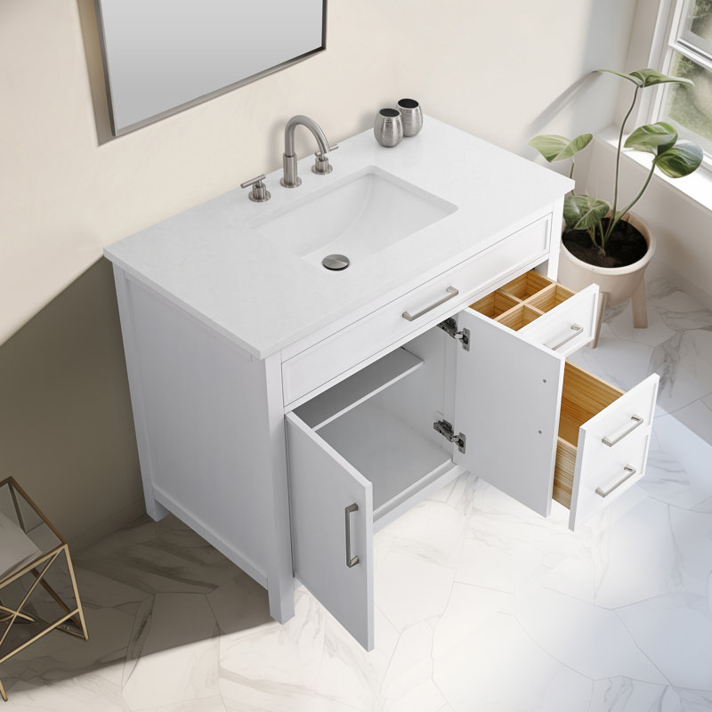 Wenniah 42" Single Vanity, White/Brushed Nickel