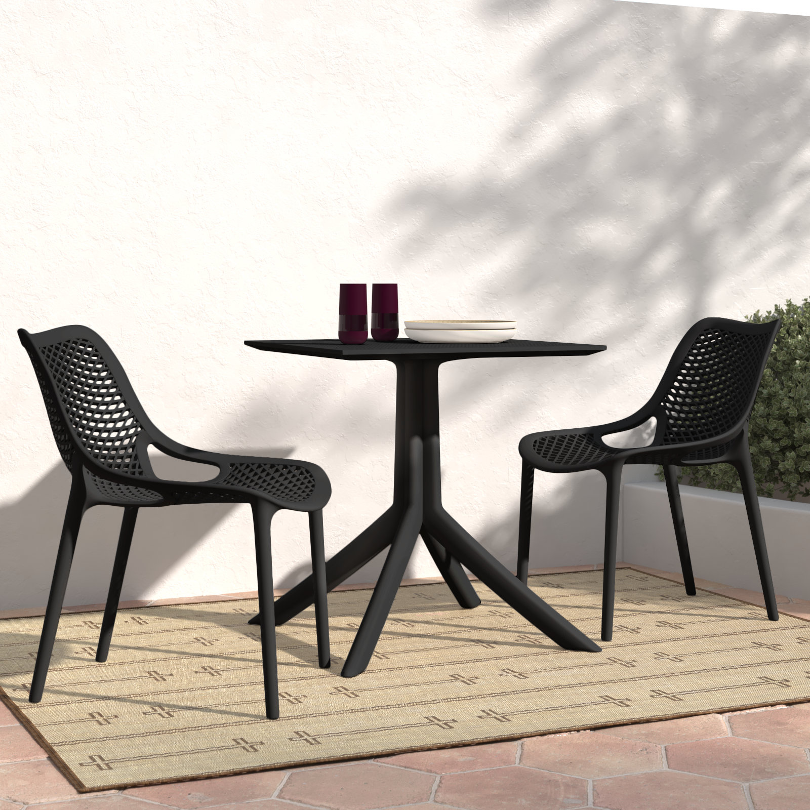Asherton 24" Patio Bistro Set, Black