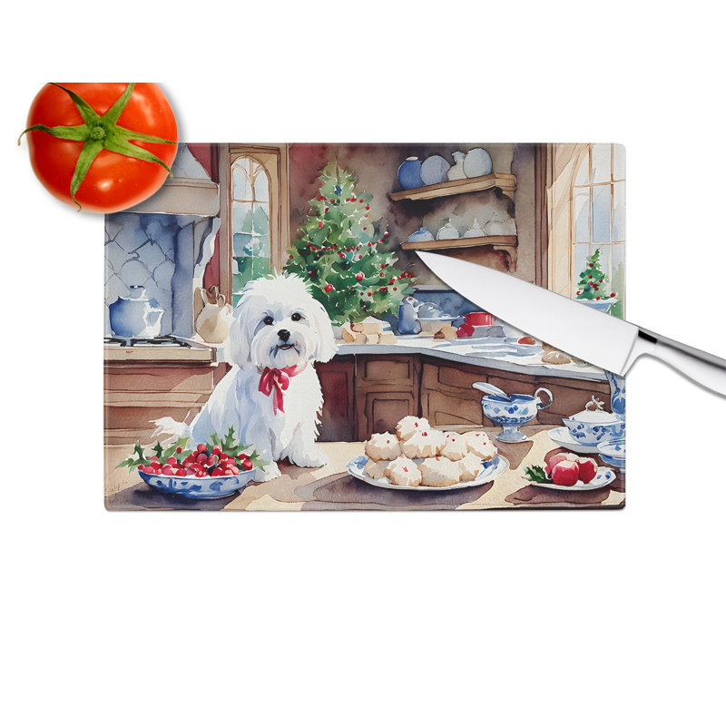 Planche à découper en verre pour biscuits de Noël maltais