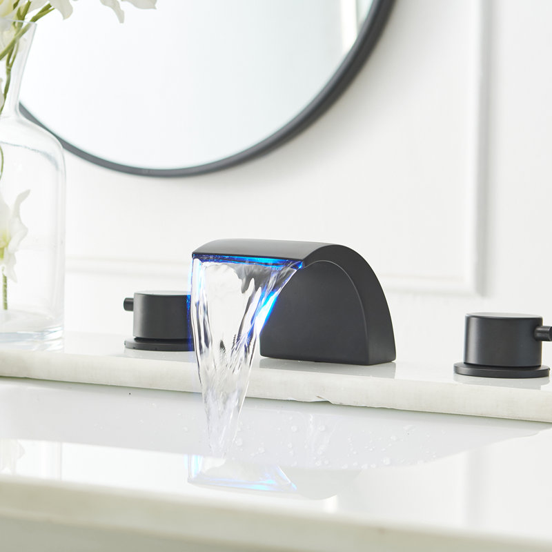 2-handle Bathroom Faucet with Drain Assembly, Matte Black