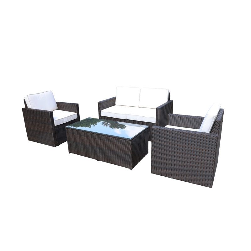 Berlin 2 Seater sofa Set 4 Person with Cushions, Brown, White
