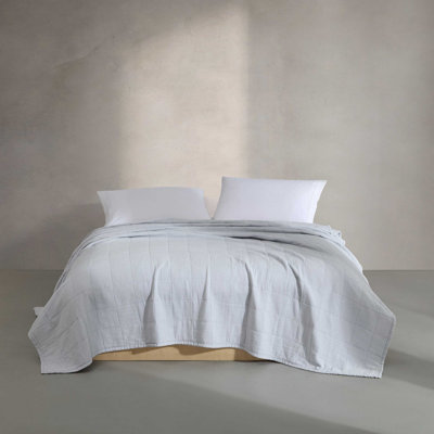 Calvin Klein Cotton Gauze Solid Cotton Blue Quilt Set