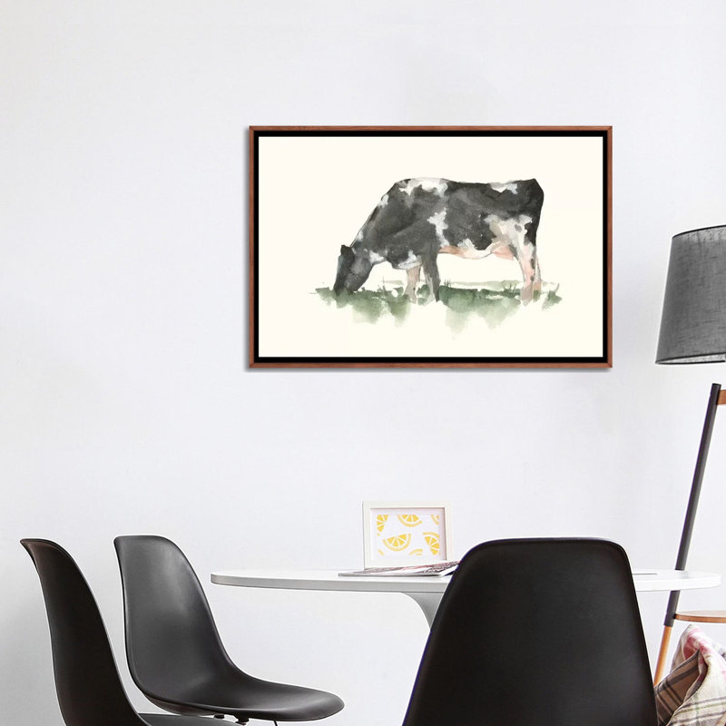 «Grazing Farm Animal II» par Ethan Harper - reproduction d'art, H 26 po x l 40 po x 1,5 po, Toile classique avec cadre brun