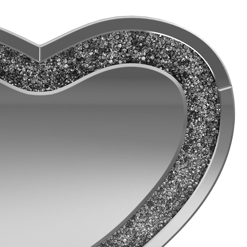 36 x 30 Inch Heart Shaped LED Light Wall Mirror Silver