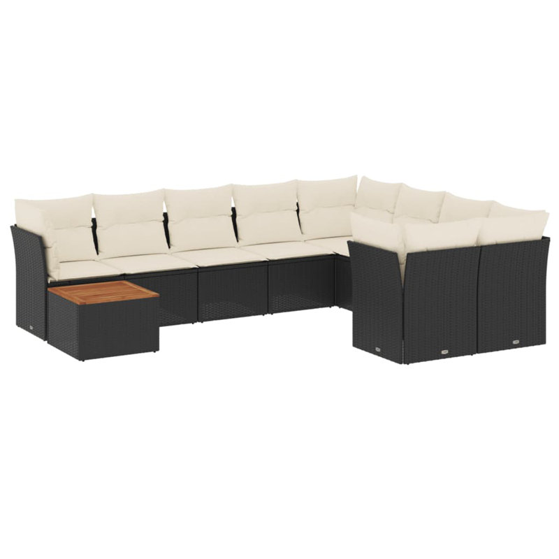 Grand canapé modulaire en rotin PE Vidaxl, Blanc, Noir